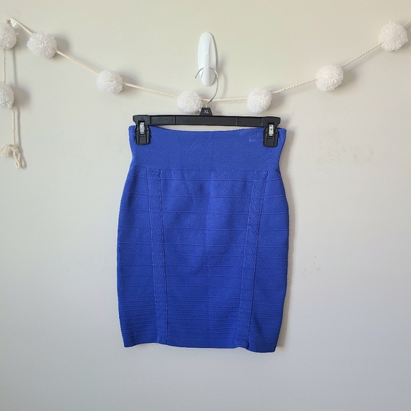Rock & Republic Blue Bodycon Mini Skirt Size Small - Picture 2 of 8
